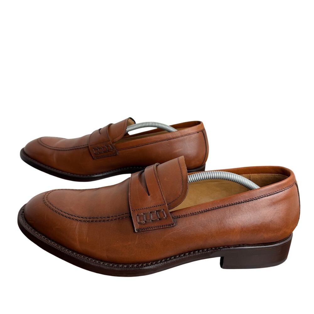 Jack Erwin Abe Penny Loafers Shoes Dress Brown Leather Mens Size 11.5